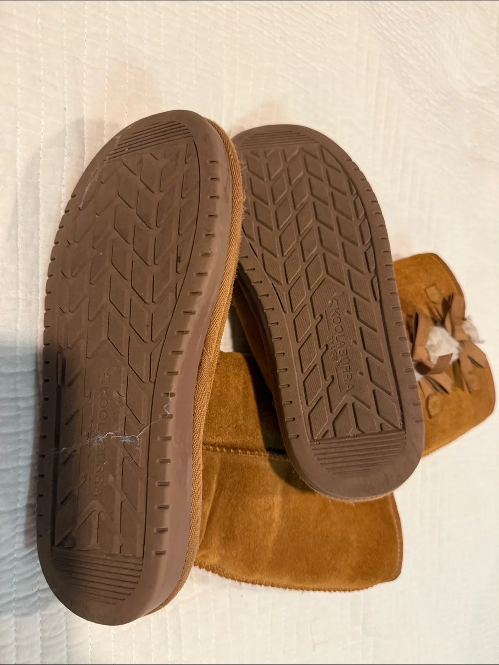 Ugg by koolaburra Kids Brown Suede Lace-Up Faux Shearling Boots